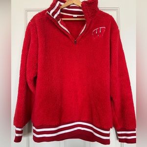 NWOT ZooZatz Red Wisconsin Fleece Quarter Zip ❤️
